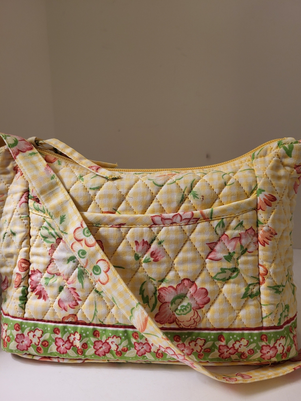 Handmade Quilted Floral Shoulder Bag in Yellow